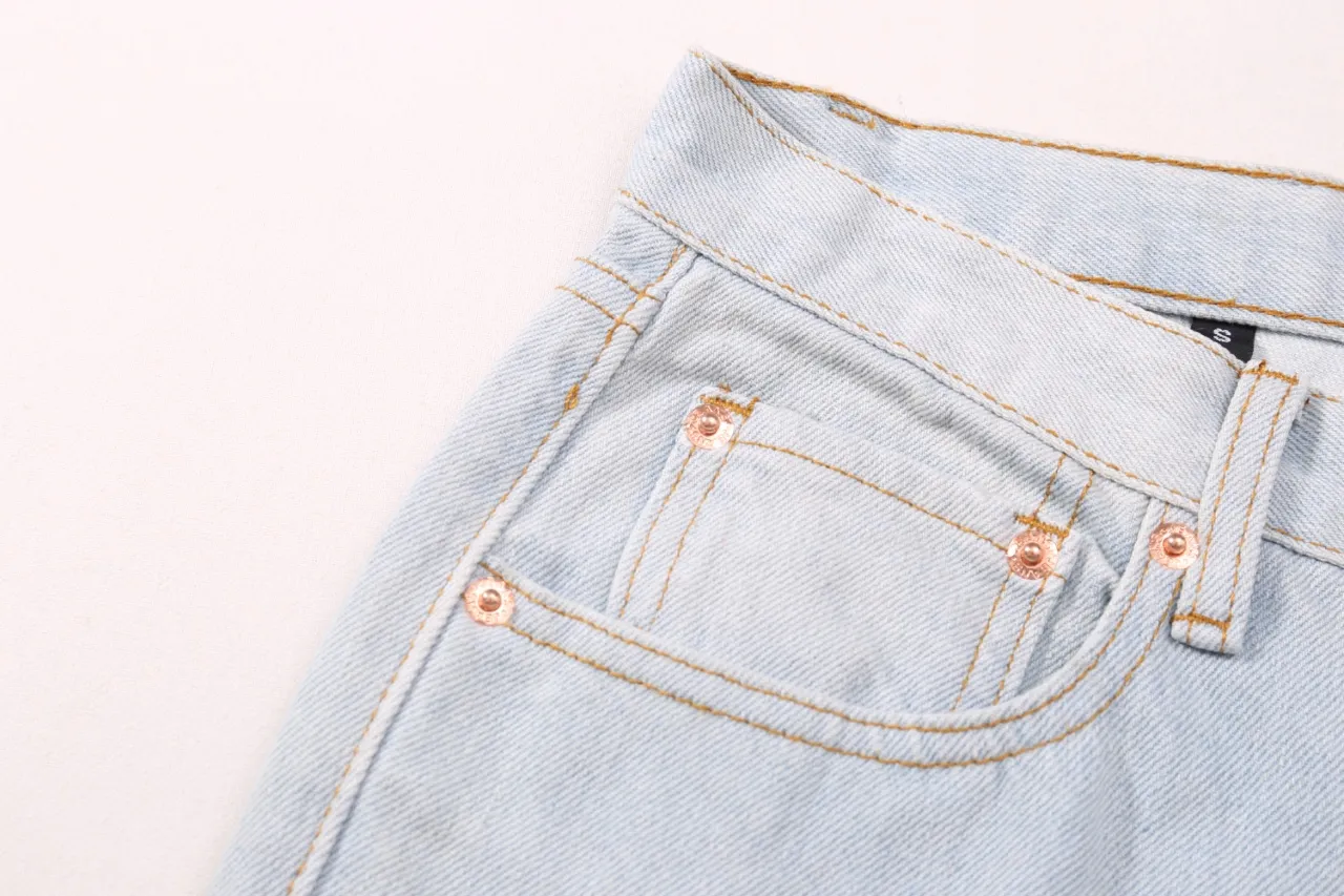 656#Gallery Dept New style ripped, knife-cut, washed, blue bootcut jeans, blue spliced ​​denim trousers, fashionable trousers, casual and versatile trousers, blue S~XL P250